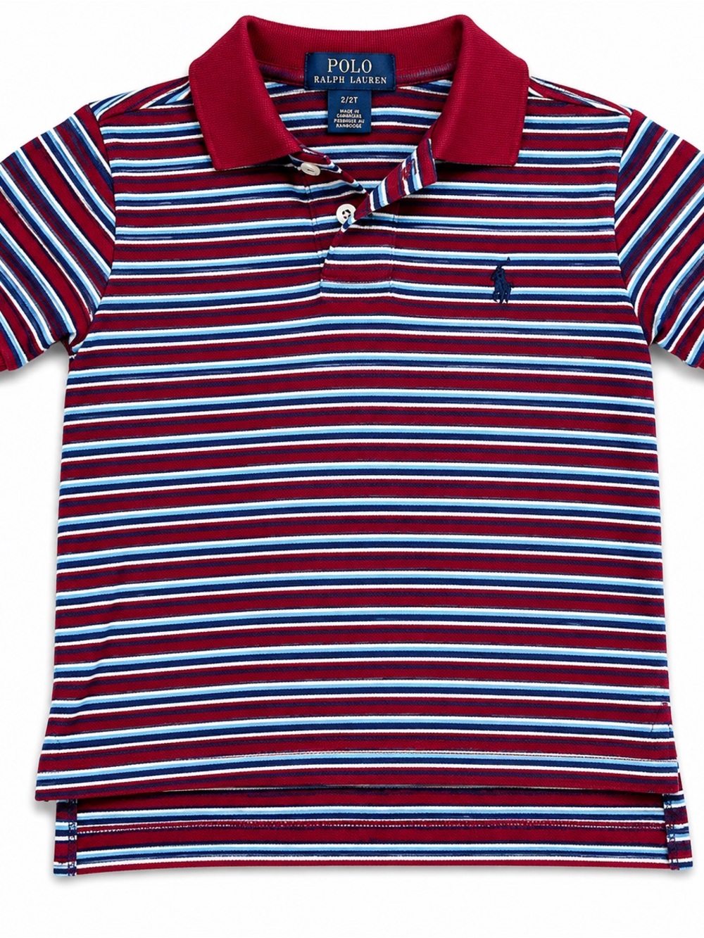 Youth Ralph Lauren Polo Shirt Boys 5 Red Blue Striped Cotton Classic Preppy Logo
